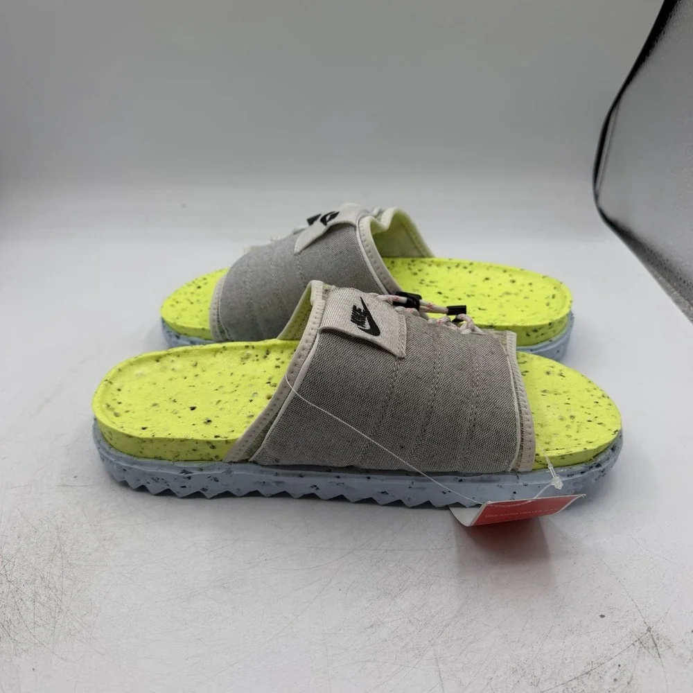 Nike Asuna Crater Slide Sandals Mens Sz 8 Platinum Tint/Black Volt DJ4629-001